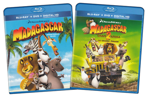 Madagascar / Madagascar - Escape 2 Africa (Blu-ray / DVD) (Blu-ray) (2-Pack) (Bilingual) Blu-Ray Movie