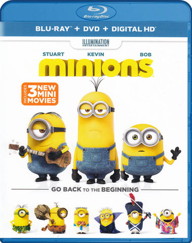 Minions + 3 Mini-Movies (Blu-ray + DVD + Digital HD) (Blu-ray) BLU-RAY Movie
