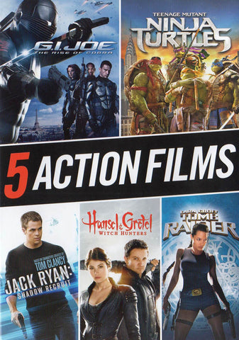 5 Action Films (G.I.Joe / TMNT / Shadow Recruit / Witch Hunters / Tomb Raider) DVD Movie
