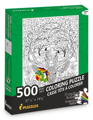 Jigsaw Puzzle (Deer) DIY Coloring Jigsaw Puzzle with Color Pen Set (500 Pieces)