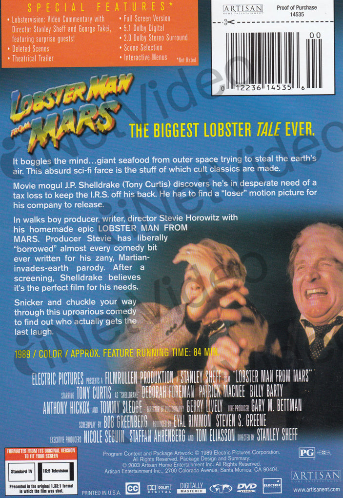 Lobster Man From Mars on DVD Movie