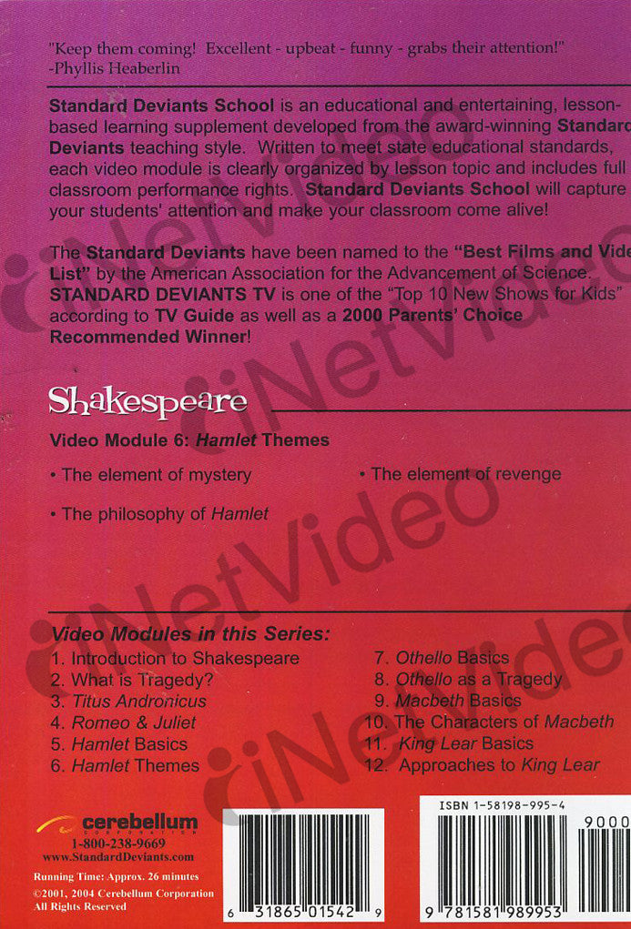 Standard Deviants School - Shakespeare - Program 6 - Hamlet Themes on ...