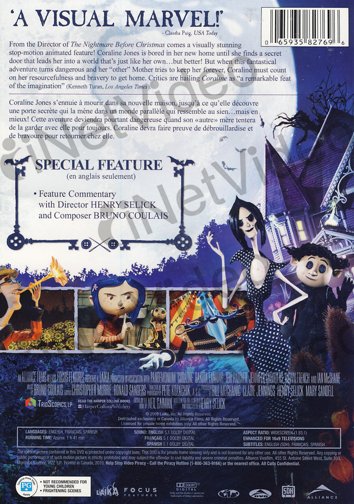 Coraline (SingleDisc Edition) (2D) on DVD Movie