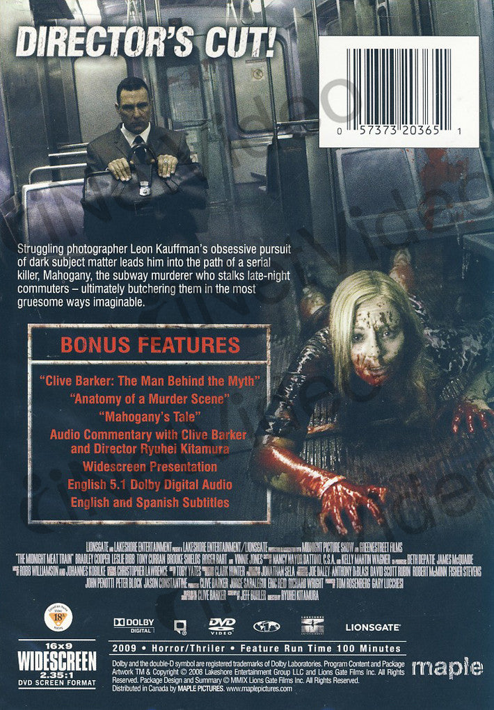 The Midnight Meat Train (Director's Cut) on DVD Movie