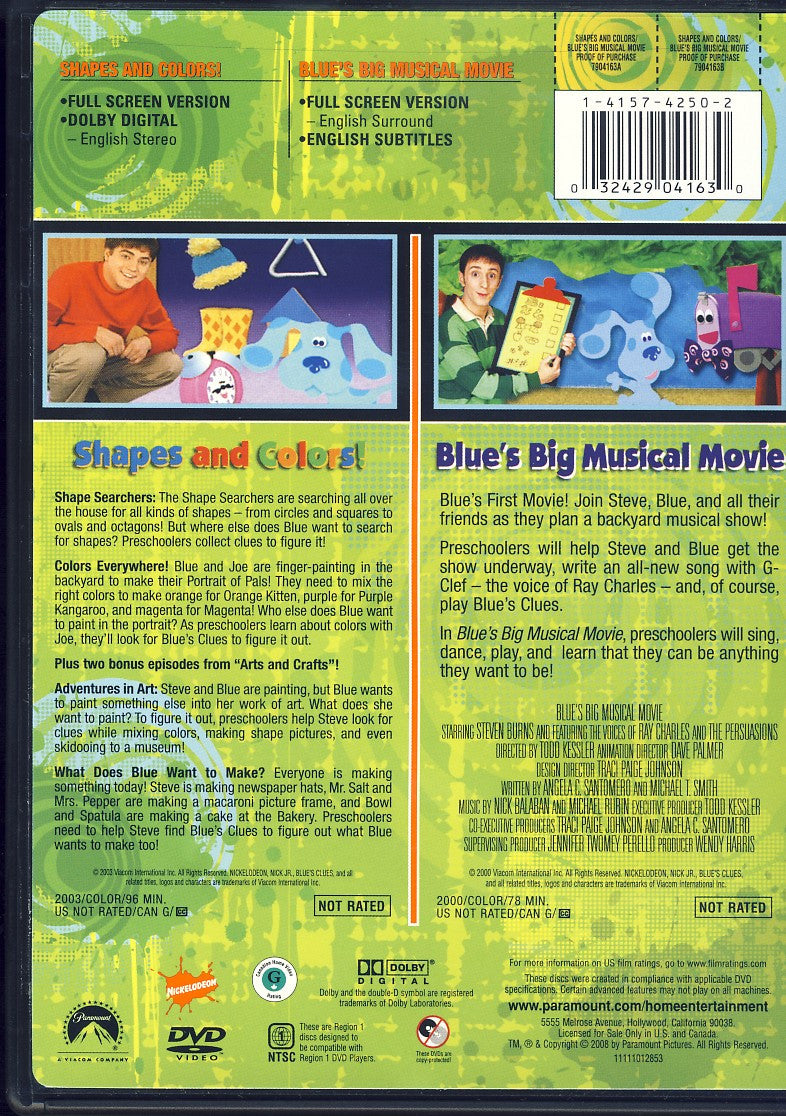 Blue's Clues Shapes and Colors!/Blue's Big Musical Movie (Double