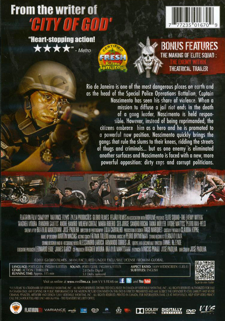 Elite Squad The Enemy Within on DVD Movie
