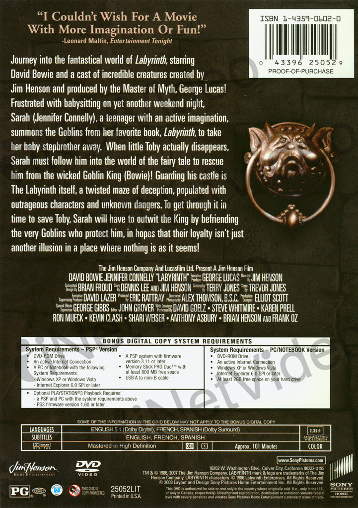 Labyrinth (Red Cover) (DVD + Digital Copy) on DVD Movie