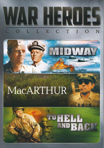 War Heroes Collection- Midway / MacArthur / To Hell and Back DVD Movie 