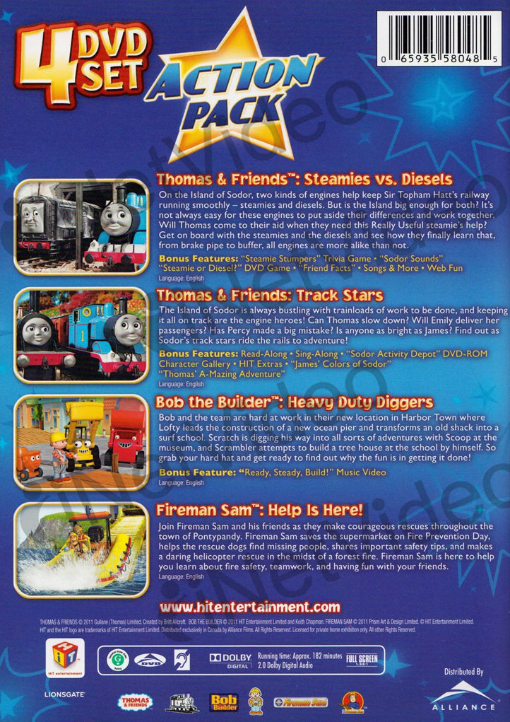 HiT Entertainment Action Pack (Fireman Sam / Bob / Thomas) (4 DVD Set) on  DVD Movie