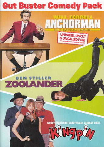 Gut Buster Comedy Pack (Anchorman / Zoolander / Kingpin) DVD Movie