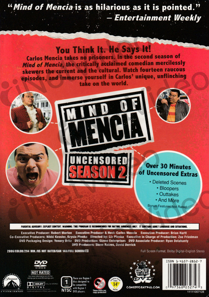 Mind of Mencia - Season 2 (Uncensored) (Boxset) on DVD Movie