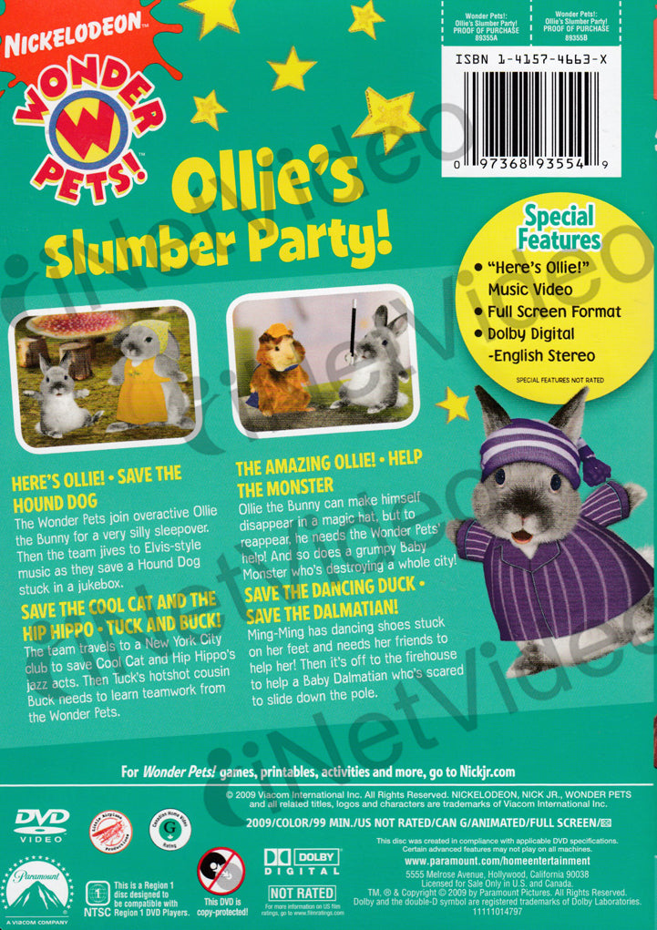 Wonder Pets! Ollie's Slumber Party! on DVD Movie