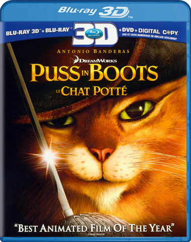 Puss In Boots (Blu-ray 3D + Blu-ray + DVD + Copie numérique) (Blu-ray) (Bilingue) BLU-RAY Movie