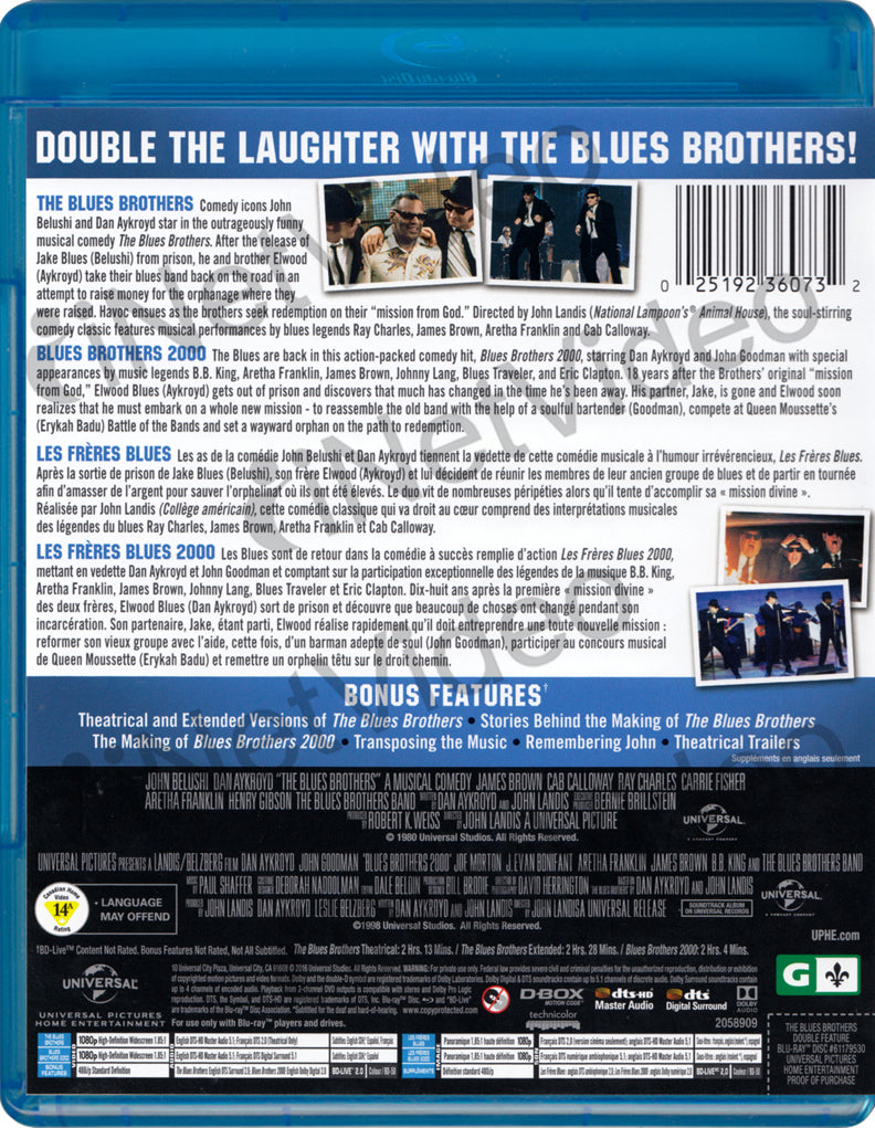 The Blues Brothers / Blues Brothers 2000 (Double Feature) (Blu-ray)  (Bilingual) on BLU-RAY Movie