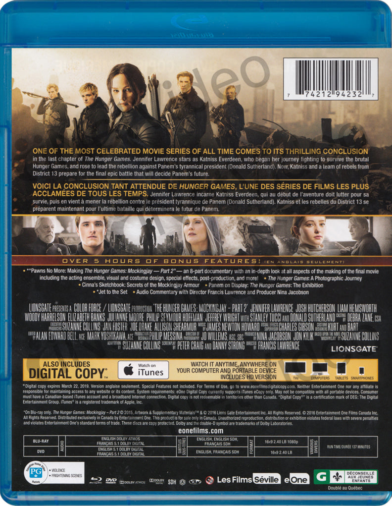 Coffret de 2 DVD+ 2 Blu-ray HUNGER GAMES La révolte partie 1+ 1CD  Mockingjay - Label Emmaüs