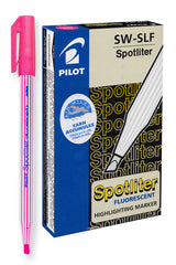 Surligneurs fluorescents Pilot Spotliter, pointe biseautée (rose) Dozen Box