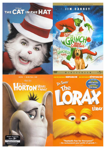 Dr. Seuss Pack (Cat in the Hat / Grinch Stole Christmas / Horton Hears a Who / Lorax) (Bilingual) DVD Movie 