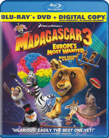 Madagascar 3 - Europe's Most Wanted (Yellow Trim) (Bilingual) (Blu-ray + DVD + Digital) (Blu-ray) BLU-RAY Movie