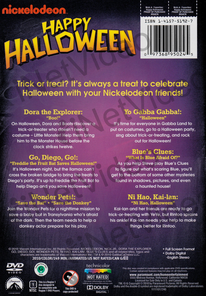 Happy Halloween (Nickelodeon) on DVD Movie