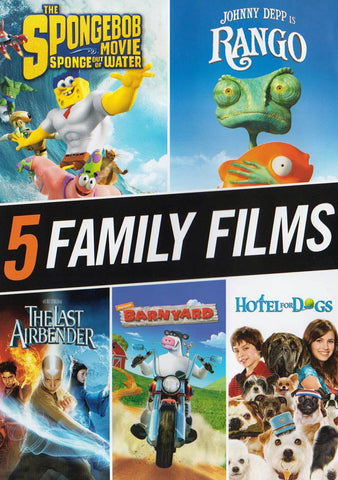 Film 5 Family Films (Le film Bob l'éponge / Rango / Le dernier maître de l'air / Barnyard / Hotel for Dogs)