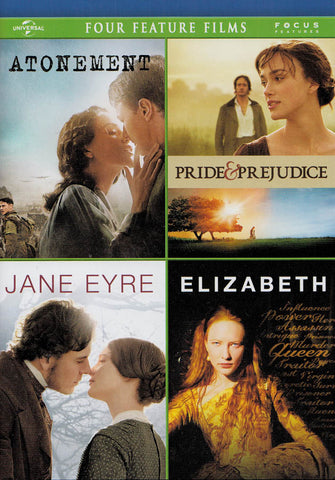 Atonement / Pride & Prejudice / Jane Eyre / Elizabeth (4-Feature Films) DVD Movie 