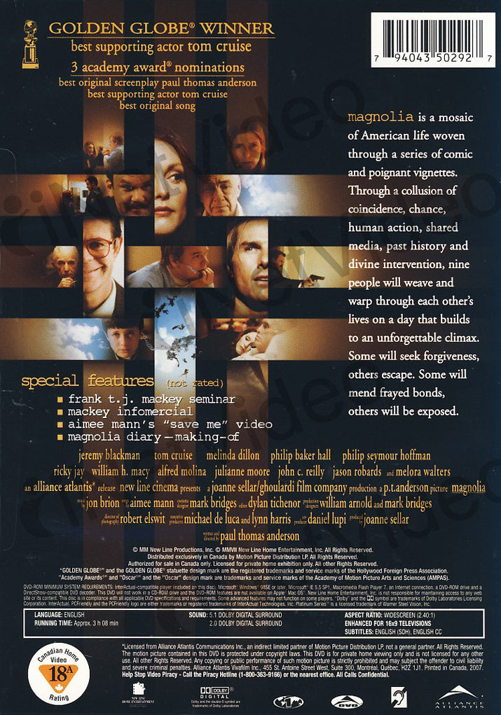 Magnolia (New Line 2-Disc Platinum Series) on DVD Movie