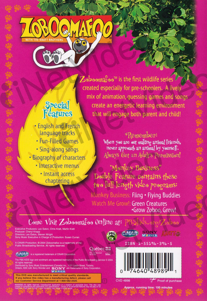 Zoboomafoo (Double Feature) Monkey Business / Watch me Grow on DVD Movie