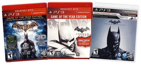 Batman Value Pack: (Arkham Asylum / Arkham City / Arkham Origins) (3-Pack) (Playstation 3) (PLAYSTATION3) PLAYSTATION3 Game 